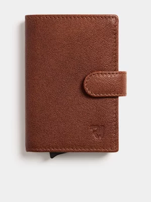 Relay Jeans Men's Tan Leather Multi Card Slot Holder