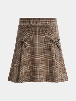 Exact Older Girl's Brown Checked Skirt