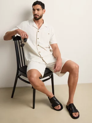 Fabiani Men's Balck Leather Woven Cut Out Sandal