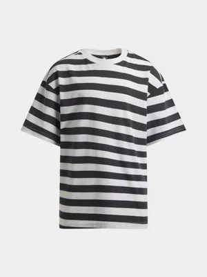 Jet Older Boys Grey Thin Stripe T-shirt