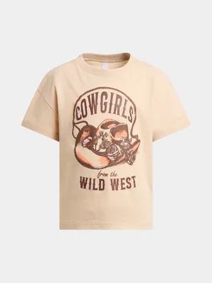 Exact Older Girl's Natural Graphic Print T-Shirt