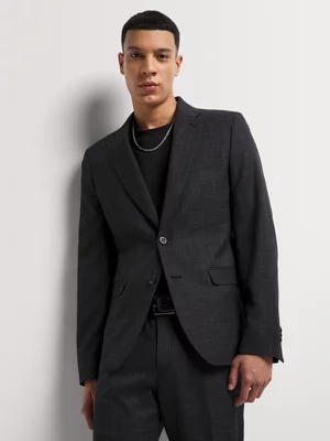 Markham Men's Skinny Fit Textured Slate Charcoal Grey Suit Jacket