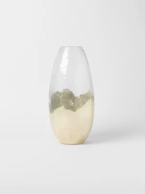 Hand Blown Mercury Glass Detail Vase 26.5 x 14cm