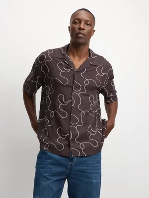 Jet Men's Chocolate Squiggly Shirt