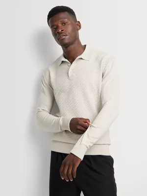 Markham Men's Regular Fit Oatmeal Knitwear Golfer