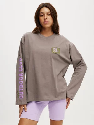 Women's Cotton On Grey Active Long Sleeve Graphic Crew Top