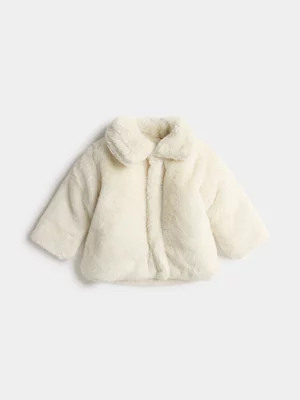 Jet Toddler Girls Cream Bunny Fur Jacket