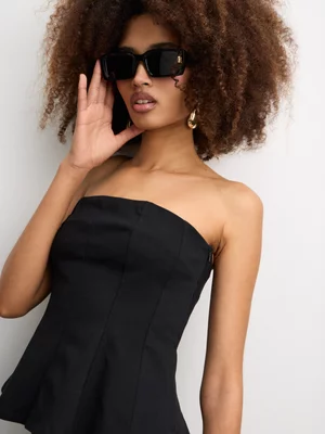 The FIX Women's Black Peplum Bandeau Top