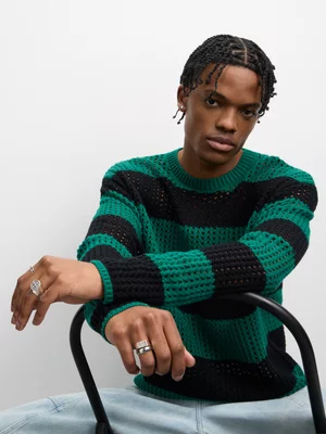 The FIX Men's Green Mesh Stripe Top