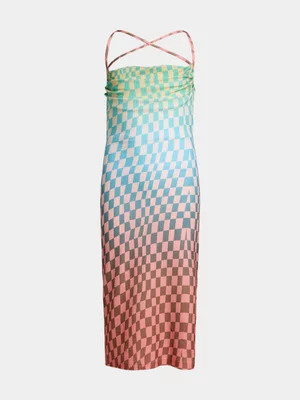 Jet Teen Girls Checkerboard Backless Dress