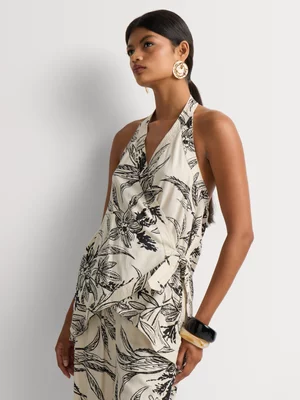 Top Halter Wrap style - Blk/Natural