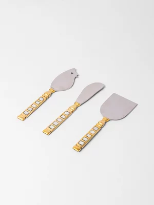 AH Mother of Pearl Gold Cheese Knife Set