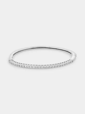 Sterling Silver White Sapphire Pavé Bangle 