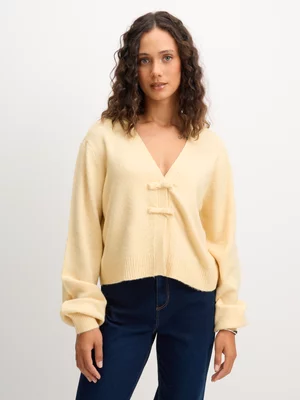 Exact Women's Yellow Bow Cardigan