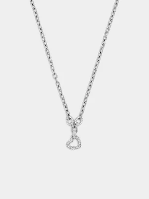 Tempo Jewellery Stainless Steel Cubic Zirconia Open Heart Anchor Necklace 