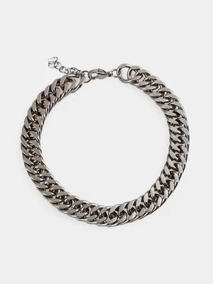 Redbat Unisex Gun Metal Stainless Steel Curb Bracelet