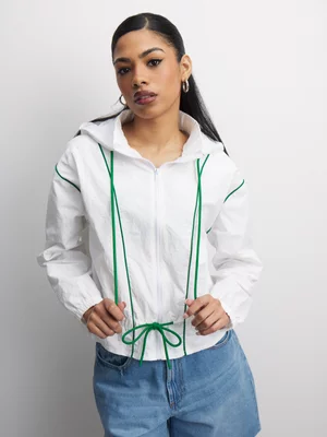 The FIX Women's White Crinkle Zip-Thru Jacket