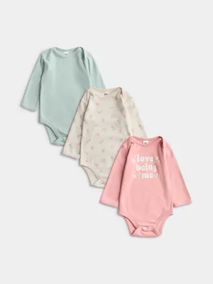 Jet Baby Girls Pink Clouds 3Pk Bodyvest