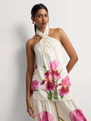 Luella Co-Ord Flower Print Halter Neck Top 
