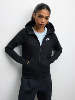 Nike Women's NSW Essentials Fleece Full-Zip Black Hoodie