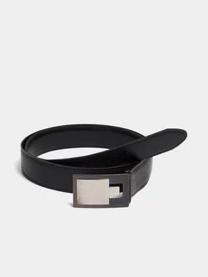 Jet Men's Black Plaque Formal Buckle Belt