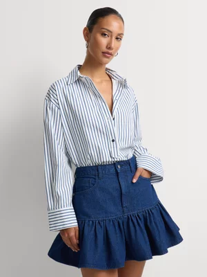 FF Denim Ruffle Hem Mini Skirt