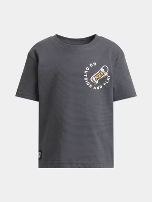 Exact Younger Boy's Charcoal Textured Graphic T-Shirt