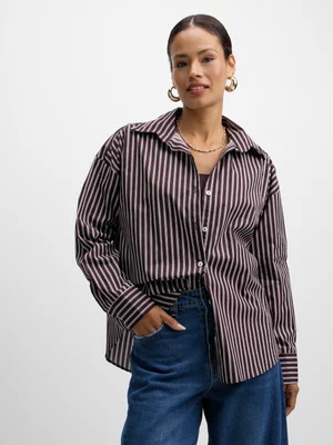 Jet Women’s Burgundy Stripe Poplin Shirt