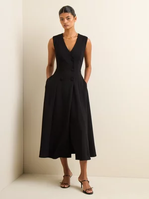 Women's Iconography Double Breasted Knit Dress Black