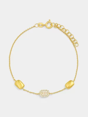 Yellow Gold Vermeil Cubic Zirconia Cushion Bracelet  