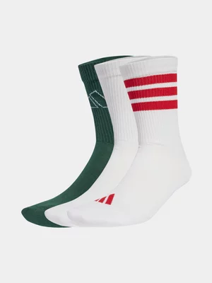 adidas 3 Pack Logo White/Green Crew Socks