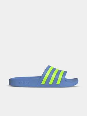 adidas Mens Adilette Aqua Blue/Lime Slides