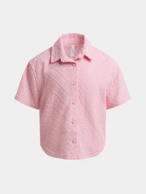 Exact Older Girl's Pink  Knit Lacey Shirt 