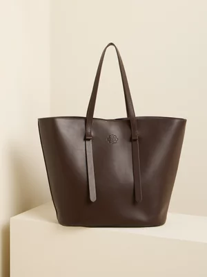 Women's Iconography Oversized Tote with Long Straps Chocolate