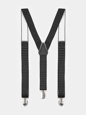 Markham Men's Contrast Black And White Dot Suspenders