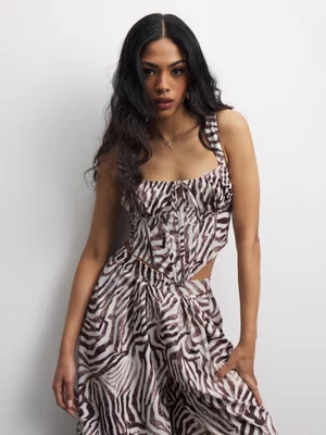 The FIX Women's Animal Print Co-Ord Corset Top