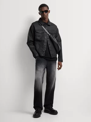 Relay Jeans Men's Slim Fit Black Coated Trucker