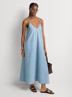 FF Denim Fluid V-Neck Maxi Dress