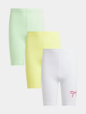 Jet Older Girls 3 Pack Pink Bow Cycle Shorts