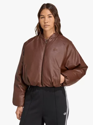adidas Originals Women's Brown Pleather Bomber Jacket