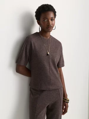 Co-Ord Soft Touch Short Sleeve Crew Neck Panel Top