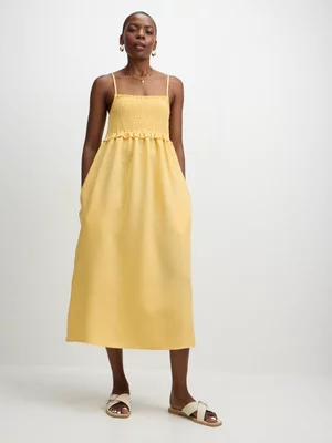 Jet Women's Yellow Smocked Maxi Dress