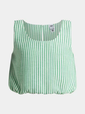 Jet Older Girls Green And White Stripe Bubble Top