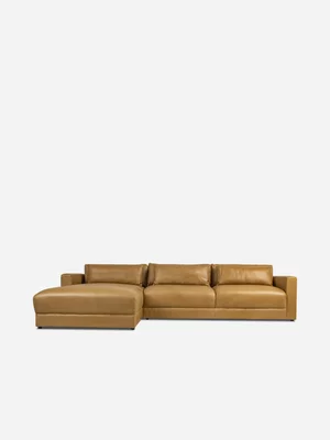 Harlow Corner Unit Couch LHF Leather Mushroom