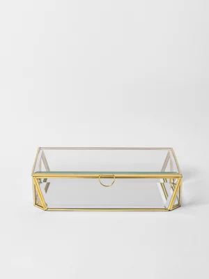 Box Glass & Metal Facetted 15 x 25 x 6cm