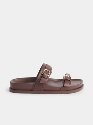 The FIX Brown Double Buckle Strap Sandal
