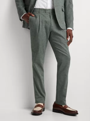 Markham Men's Slim Fit Cotton Linen Green Suit Trouser