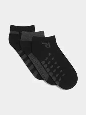 Relay Jeans Men's 3 Pack Trainer Liner Black & Grey Socks
