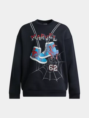 Jet Younger Boys Navy Spiderman Crew