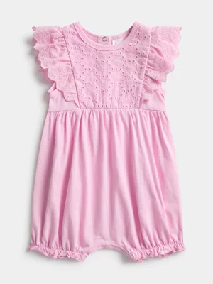 Jet Baby Girl Light Pink Frill Sleeve Anglaise Bodyvest